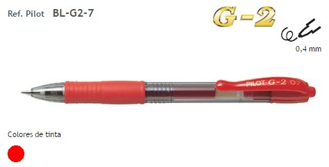 BOLIGRAFO PILOT G2 ROJO BL-G2-7-R