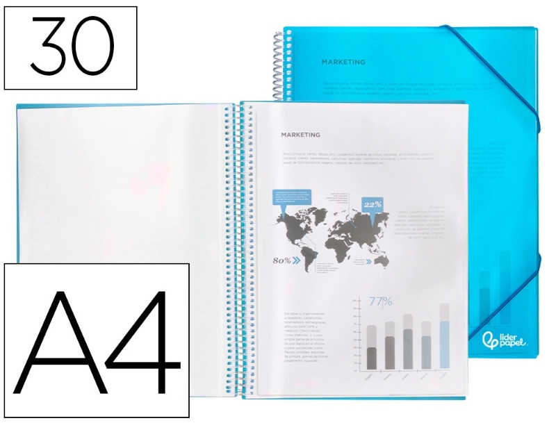 CARPETA 30-FUNDAS A4 AZUL LD 53813/EC09
