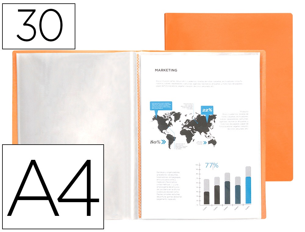 CARPETA 30-FUNDAS A4 NARAN.LD 11004/EC74