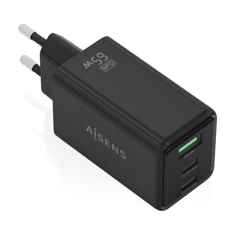 CARGADOR AISENS ASCH-65W3P073-BK 65W NEG