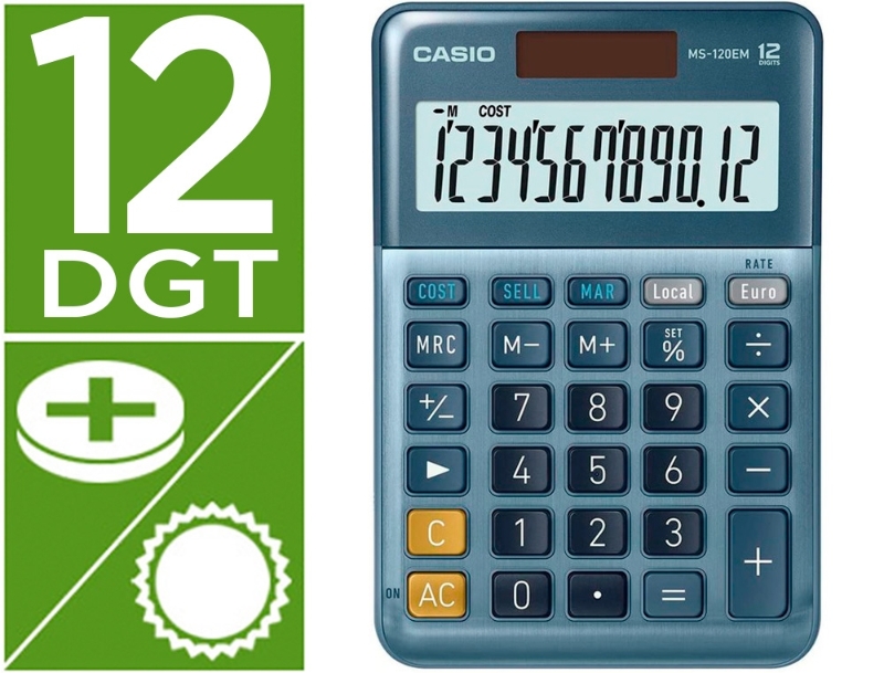 CALCULADORA CASIO SOBREM.12-D MS120EM