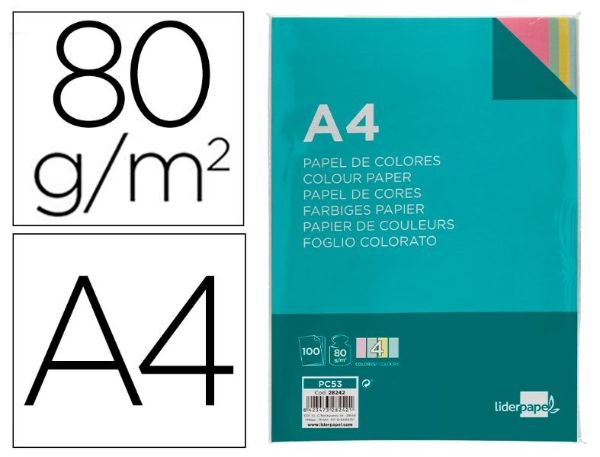 PAPEL A4 80gr COLOR LD 28242/PC53 P/100