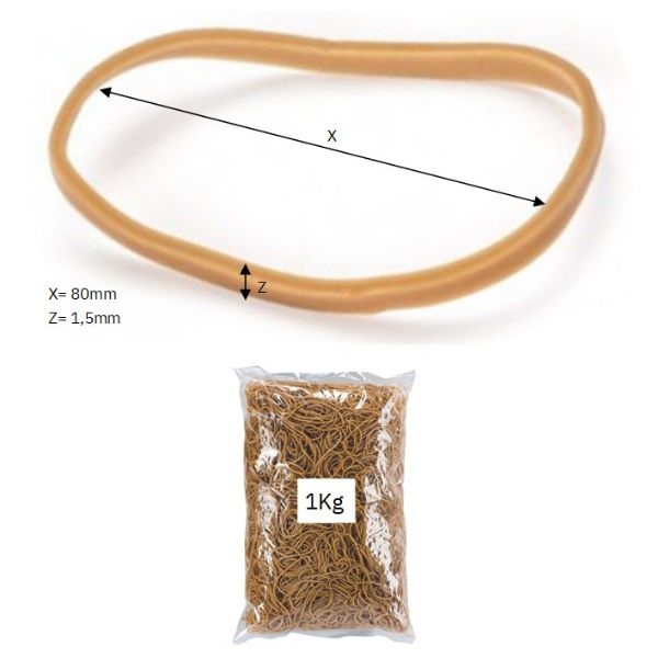 GOMAS ELASTICAS BANDEX 80mm BOLSA 1 KG