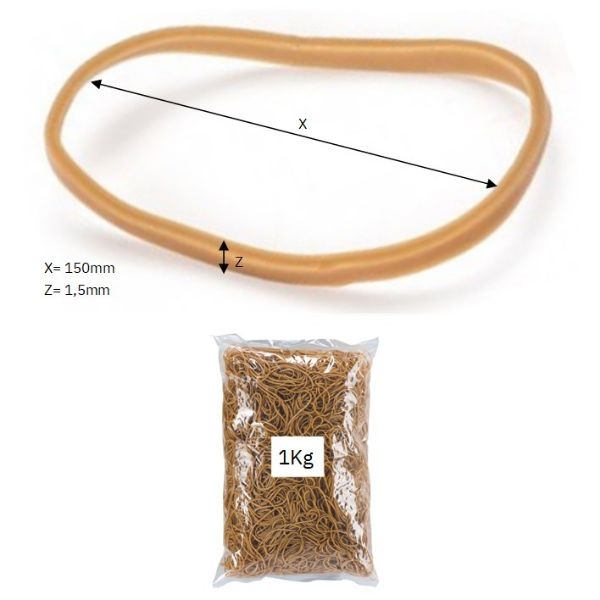 GOMAS ELASTICAS BANDEX 150mm BOLSA 1 KG